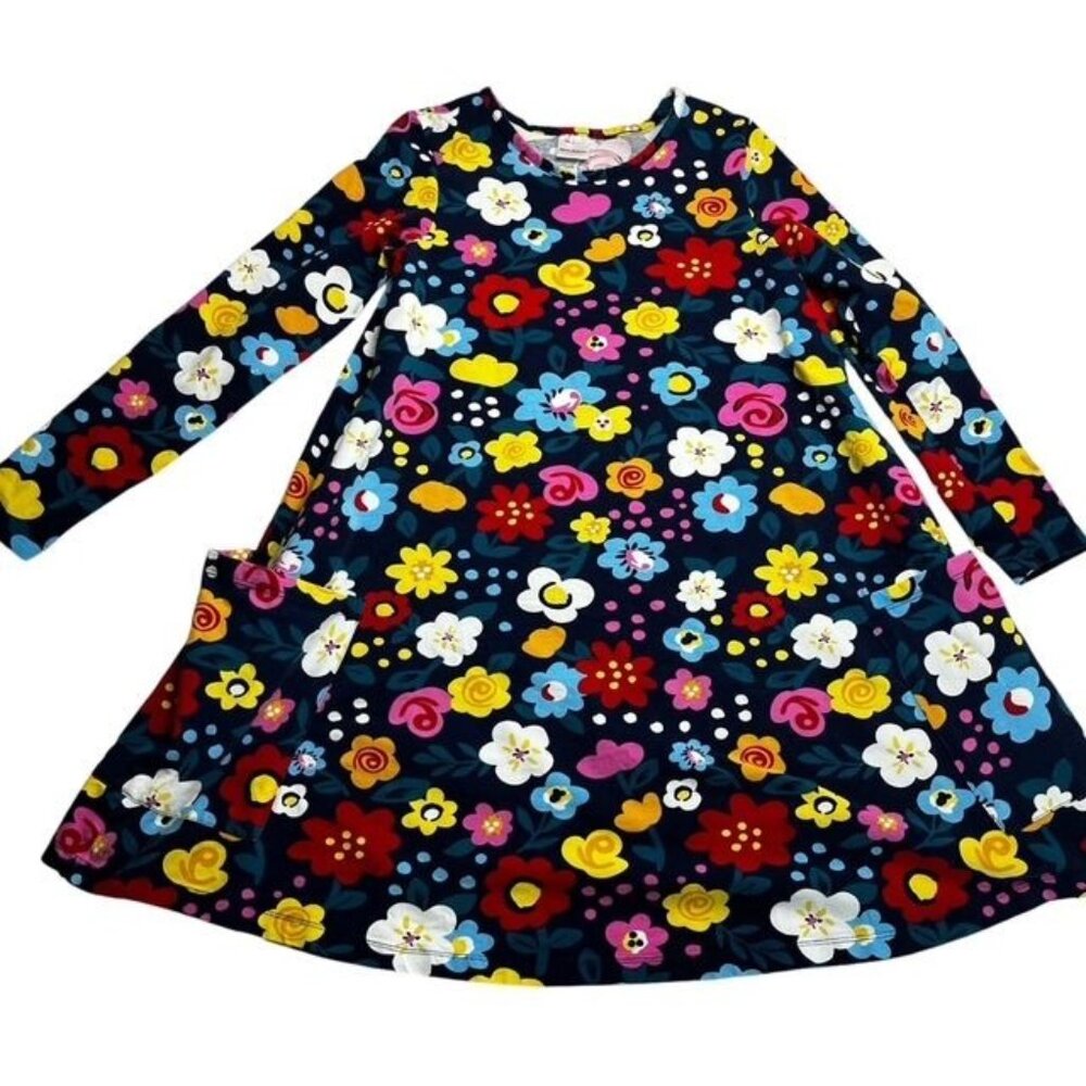 Hanna Andersson Bold Floral Swing Pocket Dress Size 10 Year
